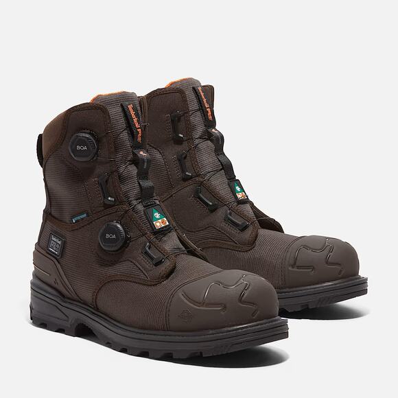 Timberland Pro Men's 12M Brown BOA Magnitude CSA 8" Work Boots Comp Toe LB4-27 - Picture 1 of 9